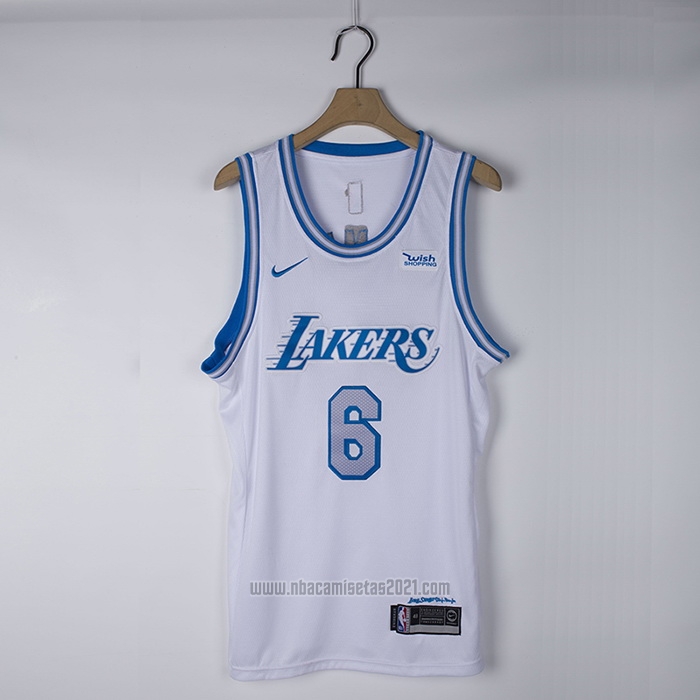 Camiseta Los Angeles Lakers LeBron James #6 Ciudad 2021-22 Blanco